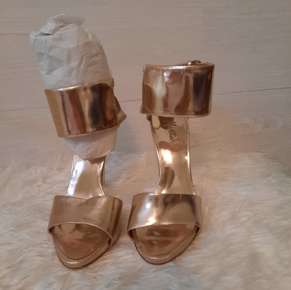 Marciano leather rosegold strappy stiletto espadrilles  heels sz 5.5 *AH - Picture 2 of 6